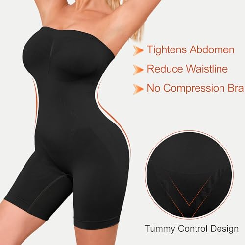 HOMETA Strapless Bodysuit Shapewear Tummy Control for Women Seamless Full Body Shaper Shaping Shorts with Removable Straps3