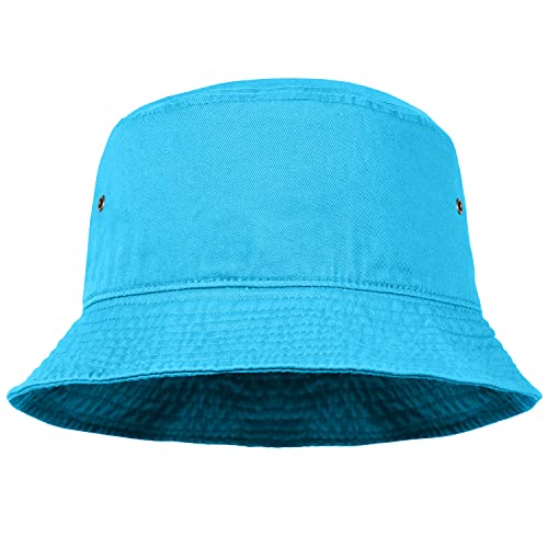 Falari 63-1500-SM-TURQUOISE Men Women Unisex Cotton Bucket Hat 100% Cotton Packable cover