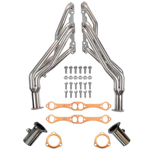 Long Tube Exhaust Headers for 1988-1998 OBS Chevy GMC C1500 C2500 K1500 K2500 304 Stainless Steel 2WD 4WD 4X4 5.0L 5.7L 305 350 Silverado Sierra 1-5/8 Inch Primaries 2-1/2 Inch Collectors