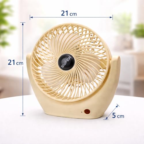 Image of One94Store Portable USB Desk Fan, 1800mAh Rechargeable Handheld Fan with Stand, 3 Speed Low Noise Personal Cooling Fan, Up to 4Hrs Runtime for Home, Office & Travel (Creamy White)