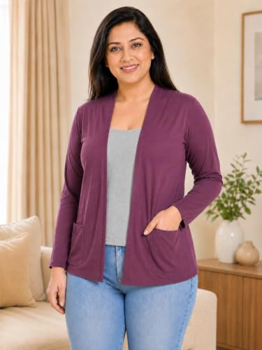 Image of In Love Women's Solid Open Front Shrug with Pockets