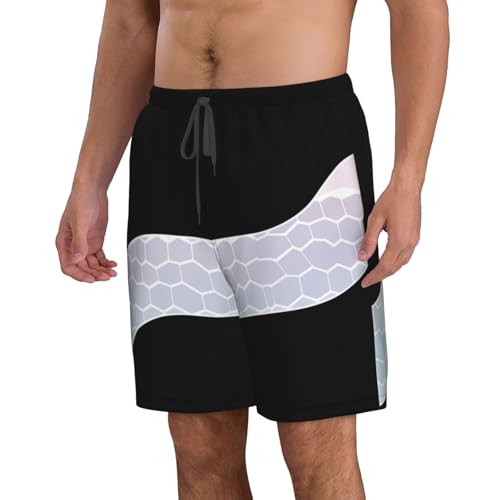 Scale Stripe Men's Beach Pants-Quick-Dry & Comfortable Mens Beach Shorts for Men, Perfect for Surfing and Everyday Wear White2