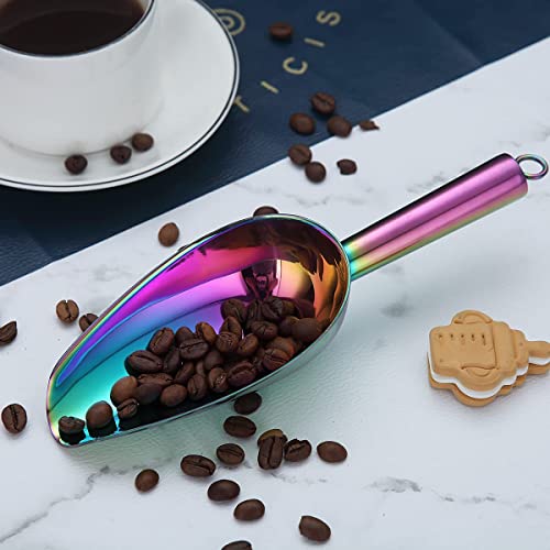Berglander Edelstahl Regenbogen Eisschaufel 6 OZ, Titan Bunte Beschichtung Metall Eisschaufel Für Eisbereiter Mehrzweck Für Süßigkeiten Hochzeit Küche Haustier Tier Hundefutter Schaufel Strandschaufel