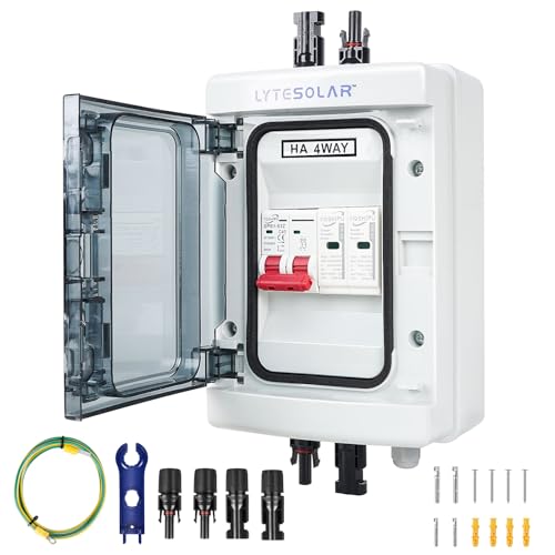 1 String 1000V PV Combiner Box 1 in 1 Out, Single String 40A DC Circuit Breaker with Solar...