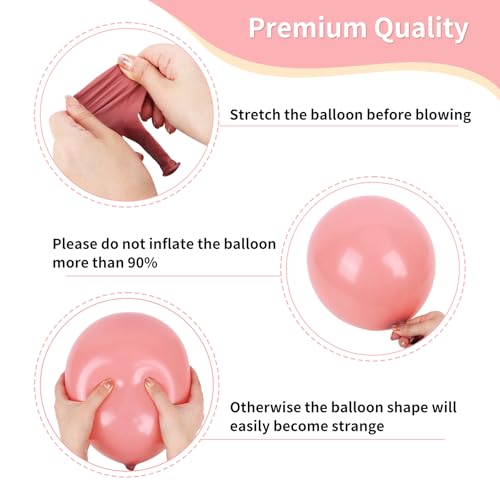 Image of RUBFAC 65pcs 12 Inches Retro Pink Balloons Metallic Blush Rose Gold White Sand Nude Party Balloons with Ribbons for Birthday, Wedding, Baby Shower, Graduation Decorations