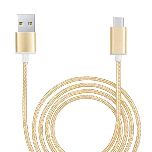 Cable USB trenzado de nailon tipo C para HTC Desire 20+ (1,3 m), color dorado