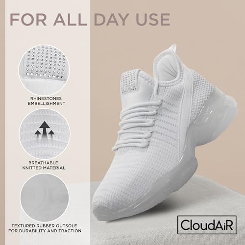 Image of CLOUDAIR Vesta Women's Sneakers: Casual Running, Walking Arch Support Shoes, Lightweight Slip-On Sock Design, Non-Slip Work Shoes for Women, Comfortable Air Cushioned Platform Sneakers