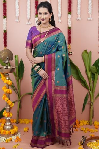 Image of SGF11 Women's Kanjivaram Pure Soft Silk Saree With Unstitched Blouse Piece