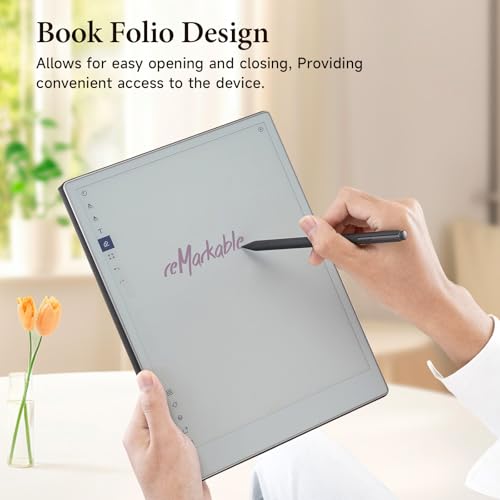 OLAIKE Magnetic Book Folio Cover for Remarkable Paper Pro 11.8 Inch 2024, Support Auto Wake/Sleep, Lightweight Remarkable Paper Pro Case with Pen Clasp, Black (Practical Templates Included)