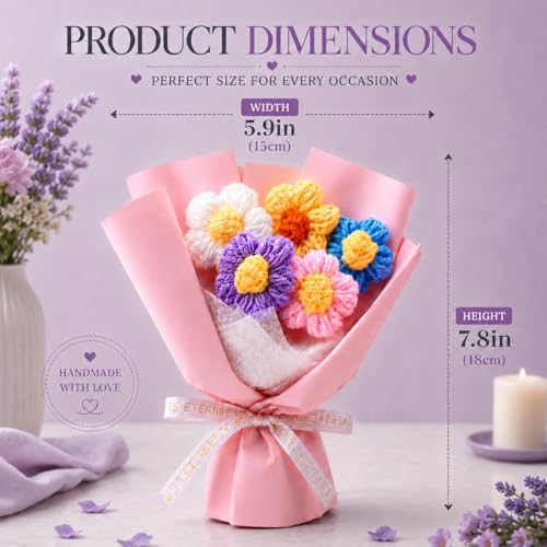 Image of PulGos π πππ¬ Mini Yarn Floral Bunch |Handmade Crochet Flower Bouquet for Home & Office Decor |Aesthetic Gift item for Girls & Women |Cute Woolen Knitted Multicolour Petals for Gifting & Decoration