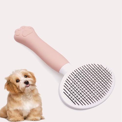 SESAWILLIAM Pet Self Cleaning Slicker Brush-Shedding Slicker Brush for Dogs & Cats & Haired Small Pets, Suitable Short, Medium, and Long for Shedding & Haired Pets- Comfortable Grooming (pink)
