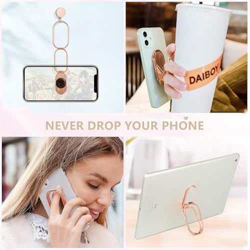 Image of Mizi Adhesine Phone Ring Holder Finger Kickstand Retractable 360Rotation Ultra-Thin Cell Phone Back Grip Foldable Cellphone Stand for iPhone iPad Smartphones Tablets - Rose Gold