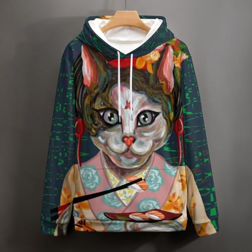 Sweat à capuche chat japonais pull UMENG le cadeau unisexe parfait