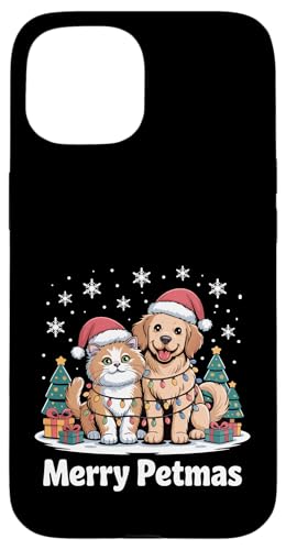 T^̖XqԂ킢Lƌ̃NX}XMerry Petmas X}zP[X iPhone 15 p