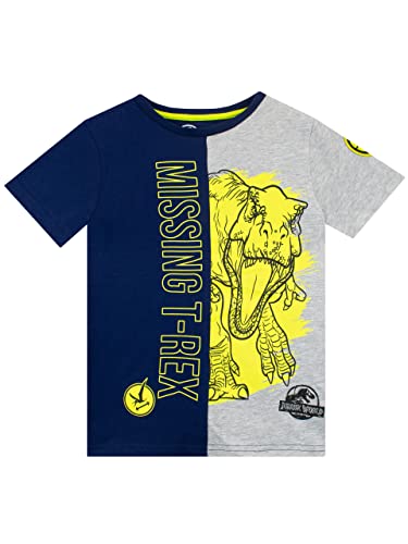 Jurassic World Camiseta de Dinosaurio T-Rex para Niños Top de Manga Corta para Infantiles Azul 8-9...