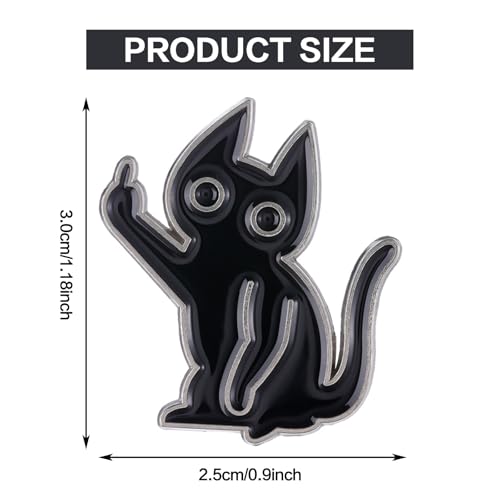Enamel Cat Pin, Funny Cat Brooch Pin,Black Cat Pin Cool Cute Lapel Brooches Creative Humor Animal Gesture Lapel Badge for Colthes Jacket Bag Hat Backpack2