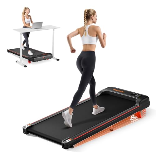 TREAFLOW Walking Pad Treadmill with Incline for Home Office 2.5HP Portable Under Desk Treadmill with 265 Lbs Capacity Remote Control Led Display Red