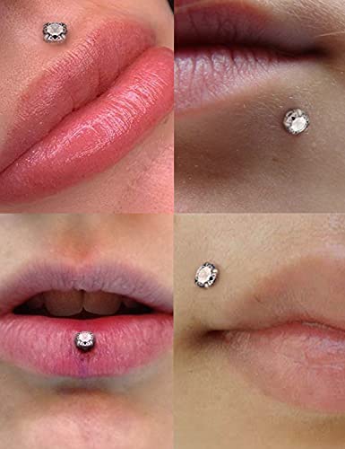 Vsnnsns 16G Lip Rings Stainless Steel Tragus Helix Conch Piercing Jewelry Snake Bite Piercing Monroe Lip Rings Labret Medusa Cartilage Lobe Earrings Studs Piercing Jewelry 6MM 8MM 10MM Silver4