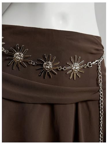 MakeMeChic Women's Fall Brown Mini Skirt Y2K Ruched A Line Ruffle Tiered Flared Hem Short Skirts4