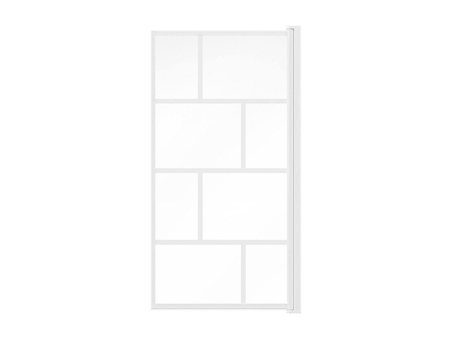 Vente-unique - Mampara de baÒera pivotante estilo industrial - 70 x 140 cm - Blanco mate - Vidrio - RIVANON