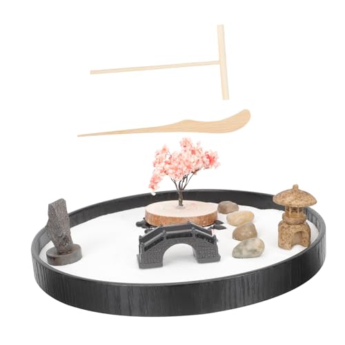 ifundom Tabletop Zen Garden Kit Decorative Sand Artistic Sand Table Decor for Desk Meditation and Relaxation