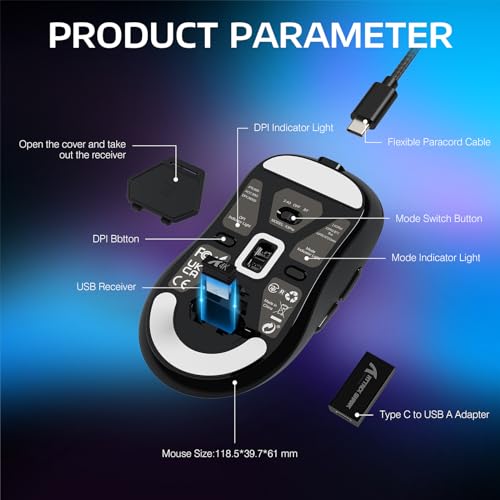 Image of ATTACK SHARK X3PRO Dual 8K Lightweight Wireless Gaming Mouse, Tri-Mode, PAW3395 PRO Optical Sensor, 26,000 DPI, 100 Million Click Optical Switches, Long Battery Life, 5 Programmable Buttons, Black