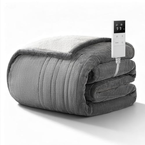 Kuschelige Heizdecke mit Abschaltautomatik & 9-Fach Wärmezonen, 1-9h Timer mit Memory-Funktion, Schnellwärme & Gleichmäßige Wärme, Doppelseitig Flanell & Schaffell wärmedecke elektrisch, 200x180 cm Kuschelige Heizdecke mit Abschaltautomatik & 9-Fach Wärmezonen, 1-9h Timer mit Memory-Funktion, Schnellwärme & Gleichmäßige Wärme, Doppelseitig Flanell & Schaffell wärmedecke elektrisch, 200x180 cm