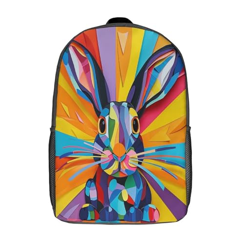 Sac à dos lapin imprimé 3D grand format 17inch pour garçon de primaire