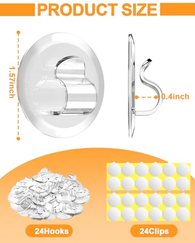 Light Clips for Outside String Lights: 24 Pack Adhesive Hooks for Outdoor String Lights - Outdoor Light Clips for Patio  - Additional View