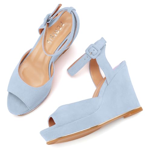 Image of Women's Dressy Platform Wedge Sandals Gold Wedges Peep Toe Patent High Heels Slingback Heeled Comfortable Ankle Strap Shoes