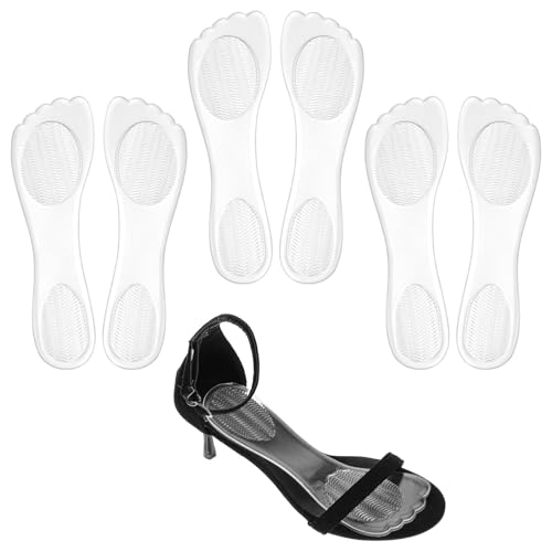 Image of 3Pairs Gel Shoe Inserts for Women, Thickened Gel High Heel Cushion Insoles Women, Non-Slip PU Shock-Absorbing 3 /4 Clear Gels Insoles, Washable Arch Support Shoe Pads for High Heel, Sandal, Flat Feet