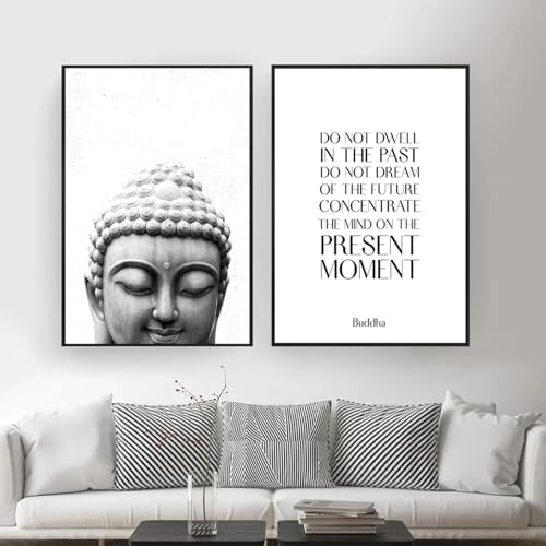 Toile Bouddha pleine conscience pour un salon zen et nordique moderne