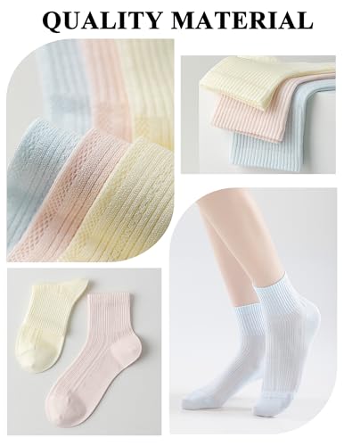 Women's Ankle Socks,Wide Elastic Cuff,Openwork Design,Cute Cool Summer Socks with Mesh for Girls,6 Pack3