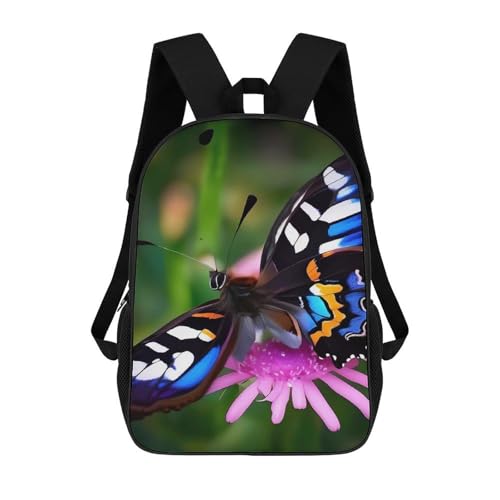 Colorful Butterfly Backpack - Durable 600D Polyester, 17 Inch Backpack with Ergonomic Adjustable Straps, Lightweight Travel Bag for Men & Women