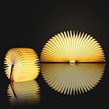 SANOTO Buchlampe Faltbar Holz, Nussbaum Led Buch USB Große Kapazität Wiederaufladbare Schreibtischlampe Atmosphäre Licht, 360° Faltbare Magnetische Buchlampen, Geschenke für Buchliebhaber(9*12*2.5cm)
