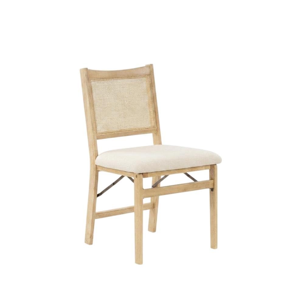 Bina Beige Rattan Cane Folding Dining Side Chair by Furnifact – Rubberwood,MDF, Brown