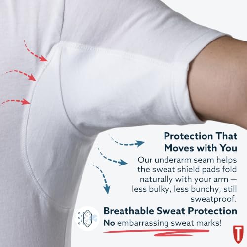 Image of Sweatproof Undershirt for Men w / Underarm Sweat Pads (Original Fit, Deep V-Neck)