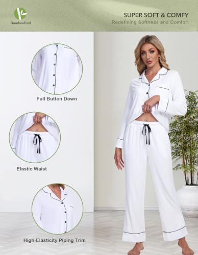 Image of Pajamas Set for Women Soft Knit Button Down Sleepwear 2 Piece Breathable Viscose from Bamboo Pjs S-XXL