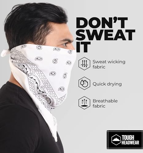 Image of Tough Headwear Large Bandana Headband - Handkerchief Bandanas for Men & Women - Paisley Bandana Pack - Cowboy Scarf