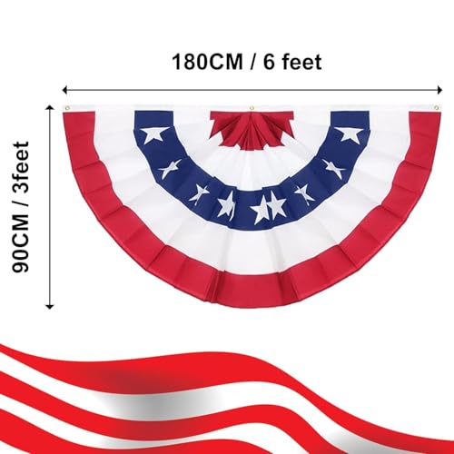 Image of 1 Pack 3x6 Feet 250th Anniversary Large American Flags Patriotic Bunting Stars Stripes 4th of July Pleated Fan USA Flag Banners Red White Blue Decorations for Outdoor Porch,Memorial Day,Independence Day Decorations