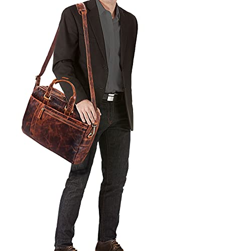 STILORD 'Nico' Vintage schoudertas leder mannen vrouwen 15,6 inch laptop tas grote aktetas werk office uni echt… - Afbeelding 3