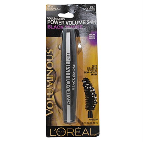 (3 Pack) L'Oreal Paris Voluminous Power Volume 24H Mascara, 697 Black Smoke, 0.33 Fluid Ounce each