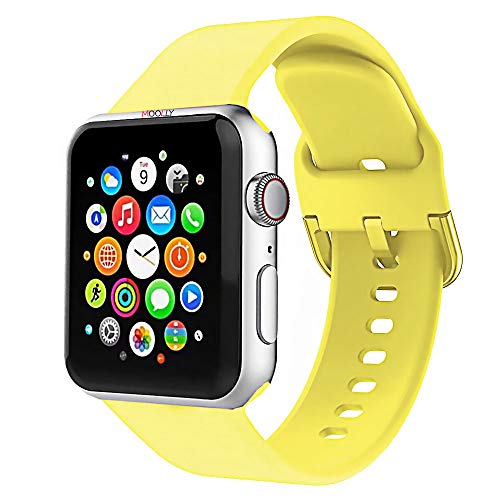 MOOLLY for Watch Band 42mm 44mm, Soft Silicone Watch Strap Replacement Sport Band Compatible with Watch Band Series 5 Series 4 Series 3 Series 2 Series 1 Sport & Edition (42mm 44mm S/M, Pollen Yellow)