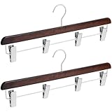 DoubleFill 2 Pcs Kilt Hanger 20 Inches Wooden Duty Skirt Hangers with 4 Clips for Closet (Nut Brown)