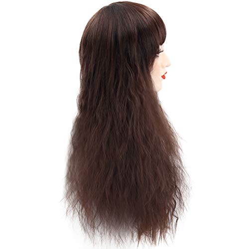Lurrose Peruca Longa Encaracolada Temperamento Peruca Cobertura de Cabeça Cabelo Longo Encaracolado