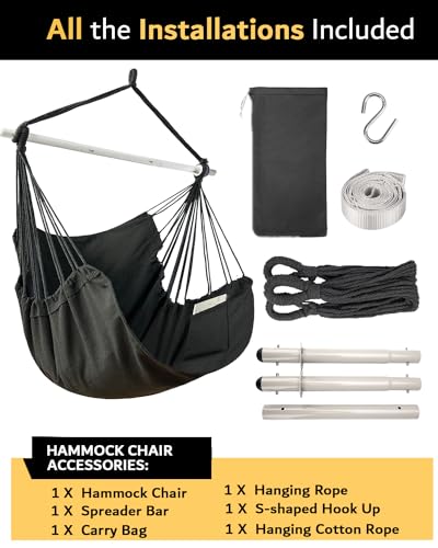 Image of Lulladle Hammock Chair Hanging Rope Swing - Hammock Chair Bedrooms - Swing Chair Indoor - Hanging Chair Outdoor - Max Weight 500 Lbs