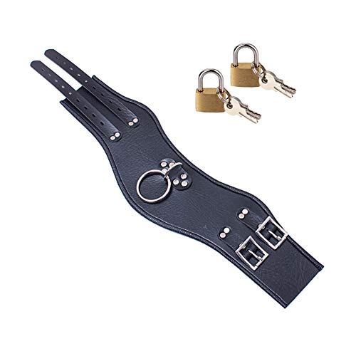 Roluck Leder Halsbänder mit Große O-Ring 2 Schloss Flirt Gothic SM Choker Abschließbar Halsfessel Sex Spielzeug