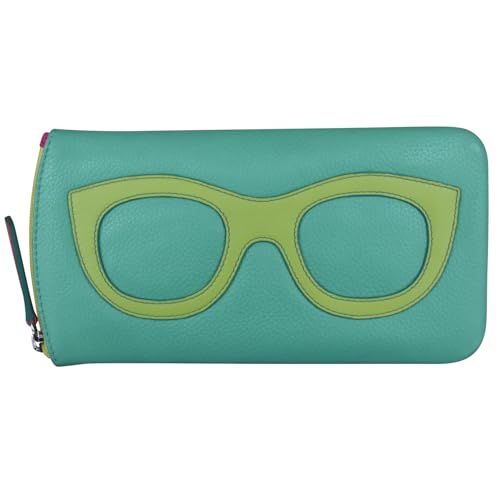 Image of ili New York Smooth Leather Soft Eyeglass Case, Zip Closure with RFID Blocking Lining, Travel-Friendly in Vibrant Colors