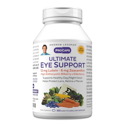 Andrew Lessman Ultimate Eye Support 360 Softgels - 12mg Lutein 6mg Zeaxanthin Bilberry Key Nutrients to Support Eye Health and Promote Healthy Vision. No Additives. Easy to Swallow Softgels