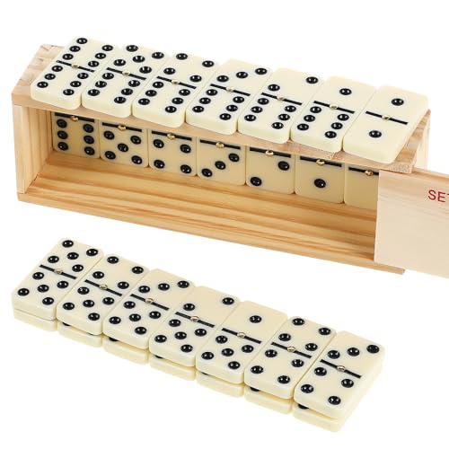 CVUTOVO Juego de Dominó Tradicional de Melamina 1 Caja 48D Fichas Resistentes para Juegos de Mesa Familiares Viaje Entretenimiento Grupal y Estrategia para Adultos